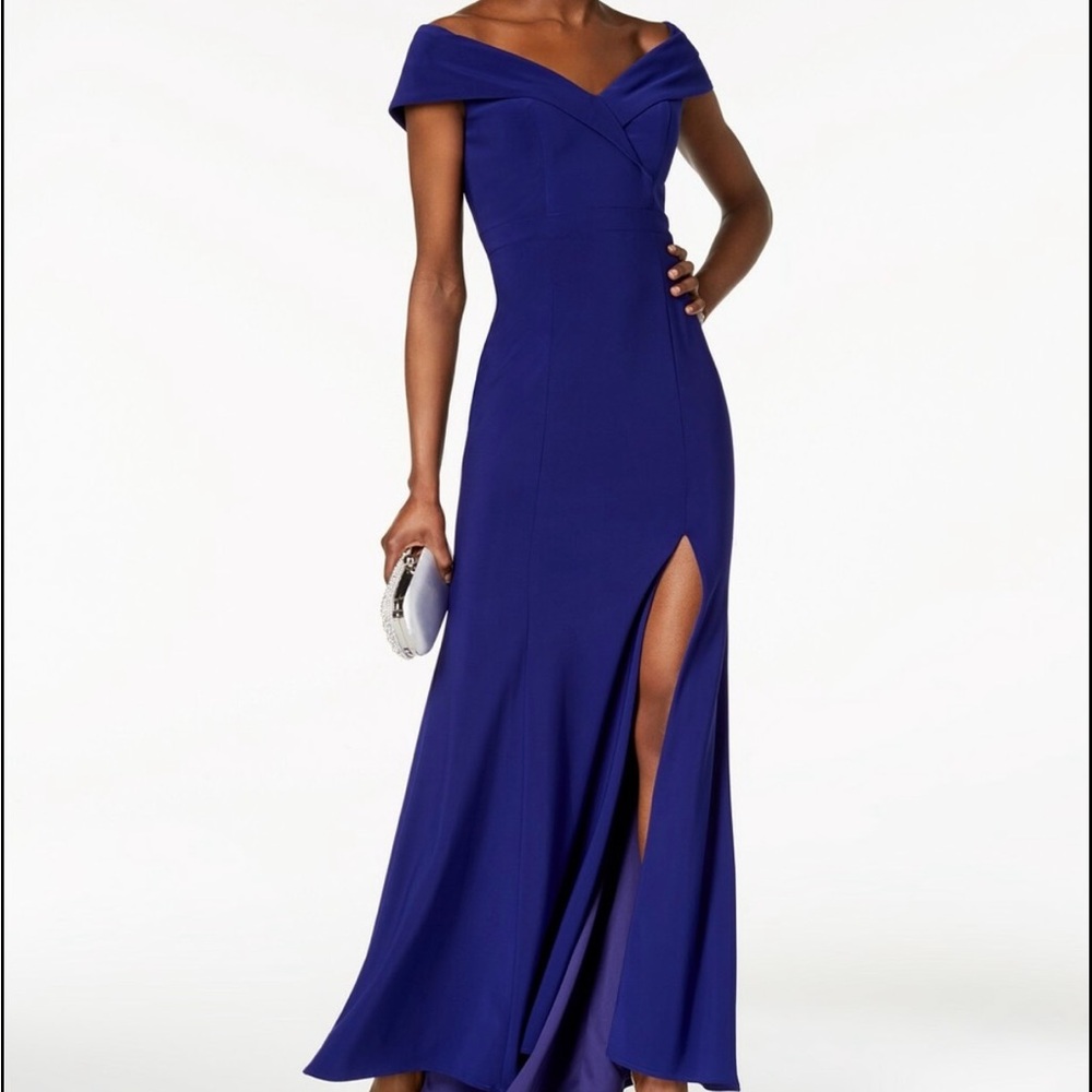 Electric Blue - Off-Shoulder Evening Gown
